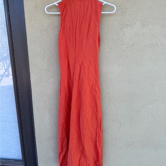 Zara Orange Midi Linen Dress XS - Picture 4 of 5